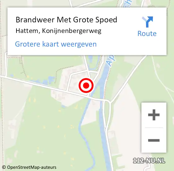 Locatie op kaart van de 112 melding: Brandweer Met Grote Spoed Naar Hattem, Konijnenbergerweg op 27 september 2014 16:15