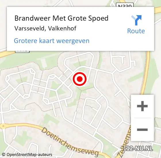 Locatie op kaart van de 112 melding: Brandweer Met Grote Spoed Naar Varsseveld, Valkenhof op 1 maart 2024 12:13