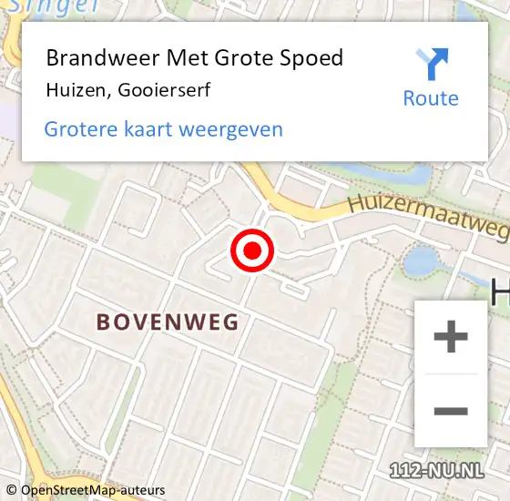 Locatie op kaart van de 112 melding: Brandweer Met Grote Spoed Naar Huizen, Gooierserf op 1 maart 2024 12:15