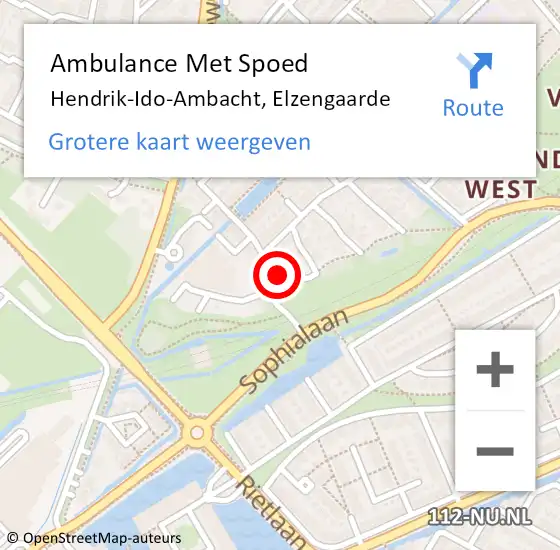 Locatie op kaart van de 112 melding: Ambulance Met Spoed Naar Hendrik-Ido-Ambacht, Elzengaarde op 1 maart 2024 12:31