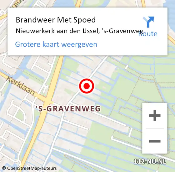 Locatie op kaart van de 112 melding: Brandweer Met Spoed Naar Nieuwerkerk aan den IJssel, 's-Gravenweg op 1 maart 2024 12:34