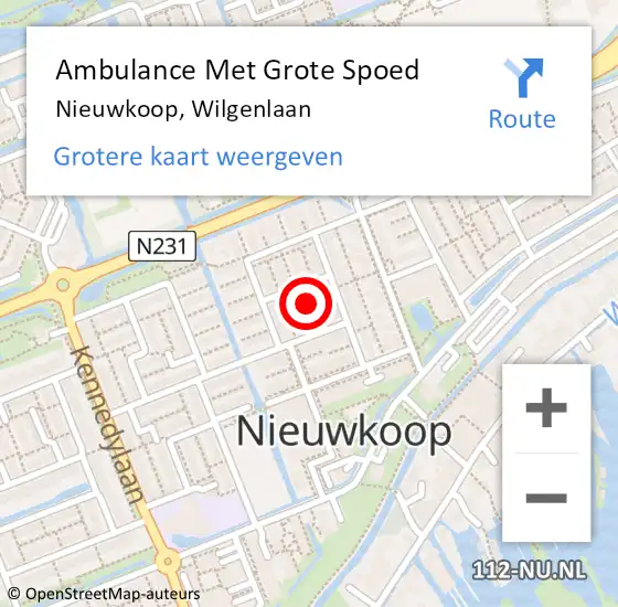 Locatie op kaart van de 112 melding: Ambulance Met Grote Spoed Naar Nieuwkoop, Wilgenlaan op 1 maart 2024 12:44