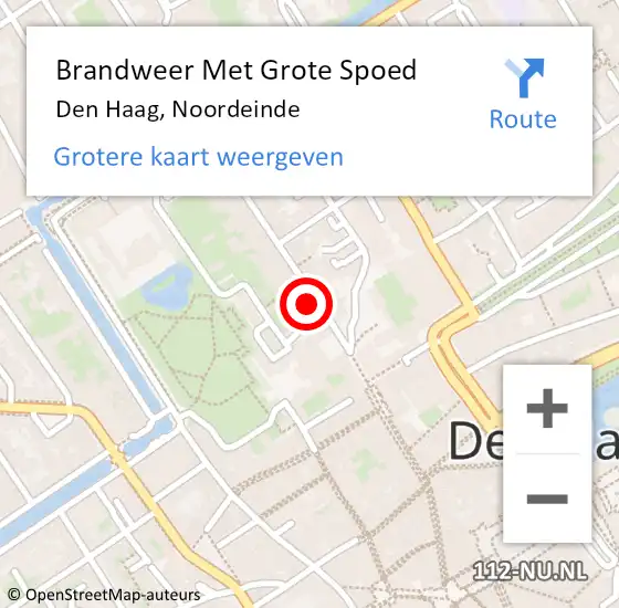 Locatie op kaart van de 112 melding: Brandweer Met Grote Spoed Naar Den Haag, Noordeinde op 1 maart 2024 13:48