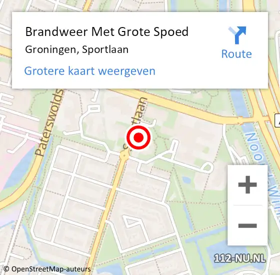 Locatie op kaart van de 112 melding: Brandweer Met Grote Spoed Naar Groningen, Sportlaan op 27 september 2014 16:30