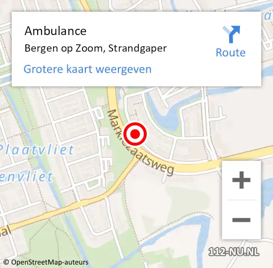 Locatie op kaart van de 112 melding: Ambulance Bergen op Zoom, Strandgaper op 27 september 2014 16:31