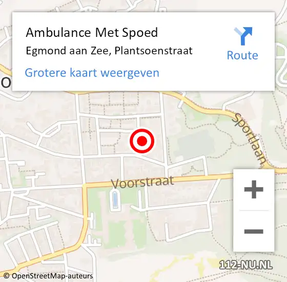 Locatie op kaart van de 112 melding: Ambulance Met Spoed Naar Egmond aan Zee, Plantsoenstraat op 1 maart 2024 14:09