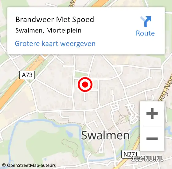 Locatie op kaart van de 112 melding: Brandweer Met Spoed Naar Swalmen, Mortelplein op 1 maart 2024 14:14