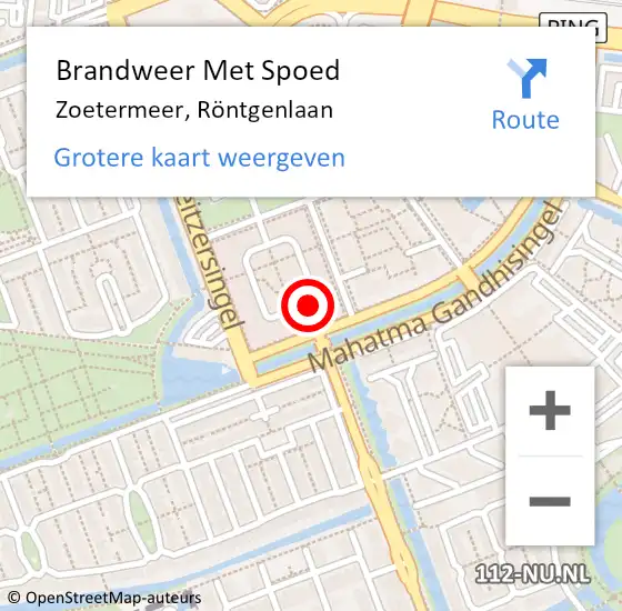 Locatie op kaart van de 112 melding: Brandweer Met Spoed Naar Zoetermeer, Röntgenlaan op 1 maart 2024 14:14