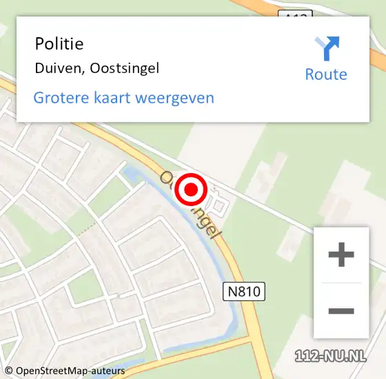 Locatie op kaart van de 112 melding: Politie Duiven, Oostsingel op 1 maart 2024 14:31