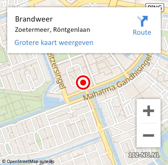 Locatie op kaart van de 112 melding: Brandweer Zoetermeer, Röntgenlaan op 1 maart 2024 14:42