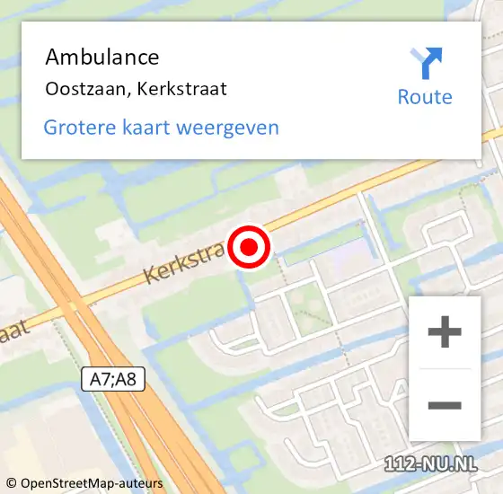 Locatie op kaart van de 112 melding: Ambulance Oostzaan, Kerkstraat op 1 maart 2024 14:53