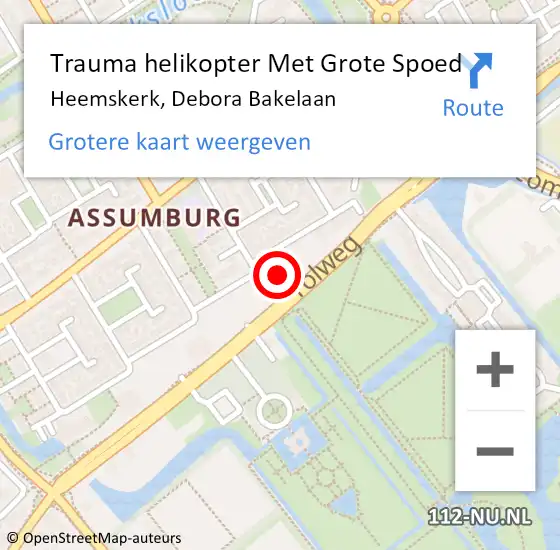 Locatie op kaart van de 112 melding: Trauma helikopter Met Grote Spoed Naar Heemskerk, Debora Bakelaan op 1 maart 2024 15:07