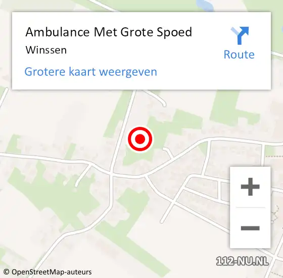 Locatie op kaart van de 112 melding: Ambulance Met Grote Spoed Naar Winssen op 1 maart 2024 15:09