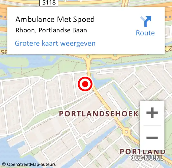 Locatie op kaart van de 112 melding: Ambulance Met Spoed Naar Rhoon, Portlandse Baan op 1 maart 2024 15:12