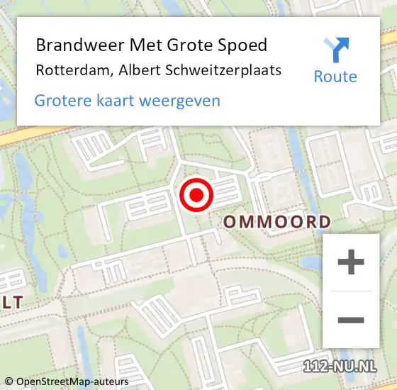 Locatie op kaart van de 112 melding: Brandweer Met Grote Spoed Naar Rotterdam, Albert Schweitzerplaats op 1 maart 2024 15:12
