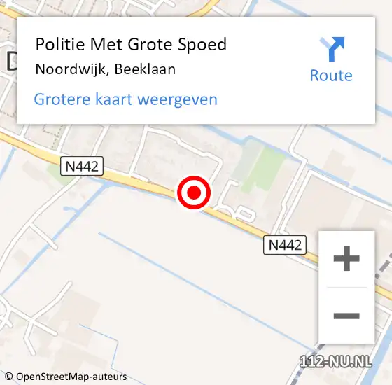 Locatie op kaart van de 112 melding: Politie Met Grote Spoed Naar Noordwijk, Beeklaan op 1 maart 2024 15:15