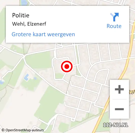 Locatie op kaart van de 112 melding: Politie Wehl, Elzenerf op 1 maart 2024 15:25