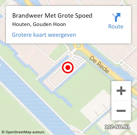 Locatie op kaart van de 112 melding: Brandweer Met Grote Spoed Naar Houten, Gouden Hoon op 1 maart 2024 15:34