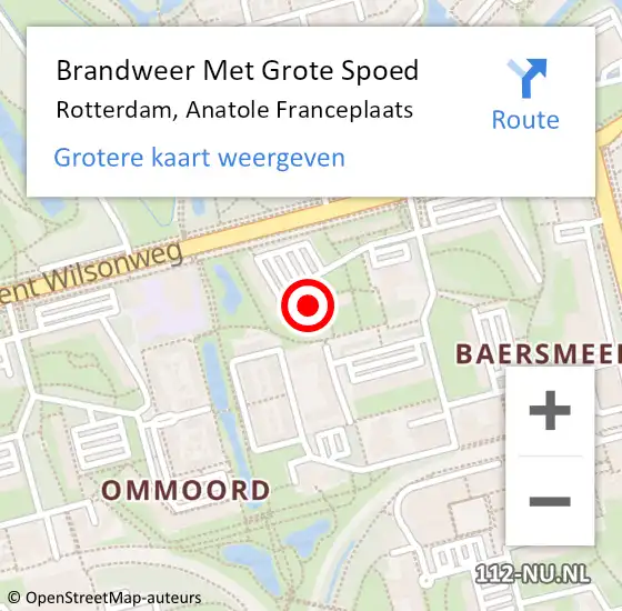 Locatie op kaart van de 112 melding: Brandweer Met Grote Spoed Naar Rotterdam, Anatole Franceplaats op 1 maart 2024 15:35
