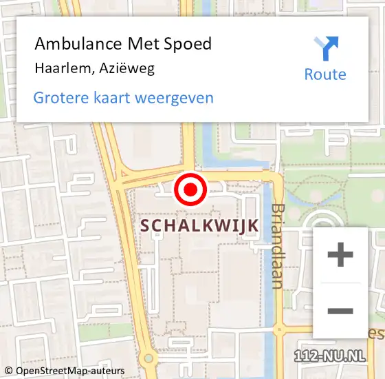 Locatie op kaart van de 112 melding: Ambulance Met Spoed Naar Haarlem, Aziëweg op 1 maart 2024 16:08