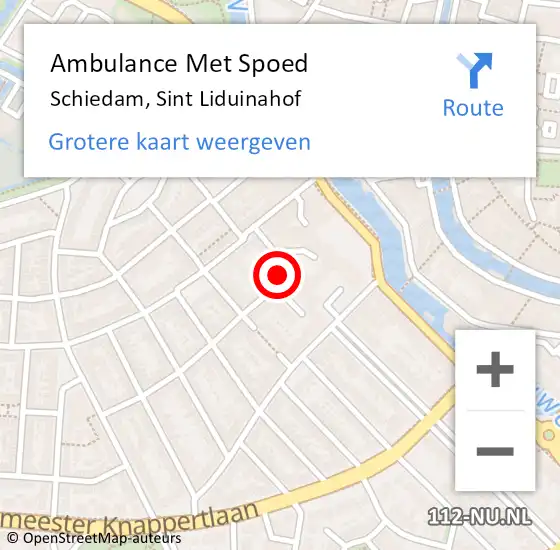 Locatie op kaart van de 112 melding: Ambulance Met Spoed Naar Schiedam, Sint Liduinahof op 1 maart 2024 16:17