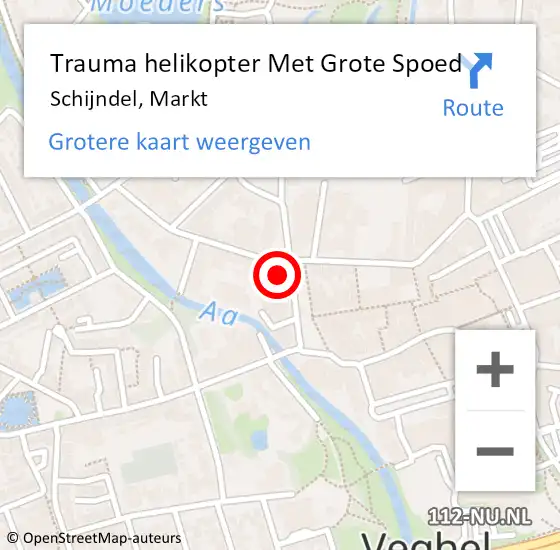 Locatie op kaart van de 112 melding: Trauma helikopter Met Grote Spoed Naar Schijndel, Markt op 1 maart 2024 16:32