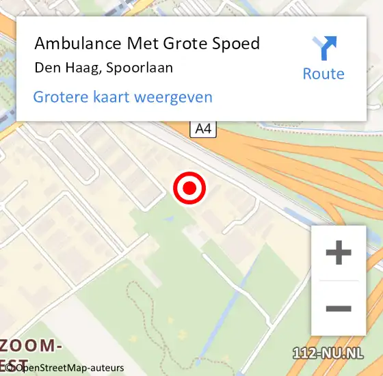 Locatie op kaart van de 112 melding: Ambulance Met Grote Spoed Naar Den Haag, Spoorlaan op 1 maart 2024 16:50