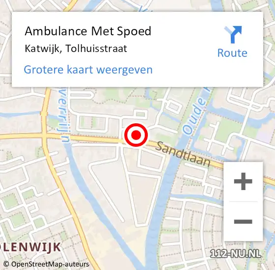 Locatie op kaart van de 112 melding: Ambulance Met Spoed Naar Katwijk, Tolhuisstraat op 1 maart 2024 16:58