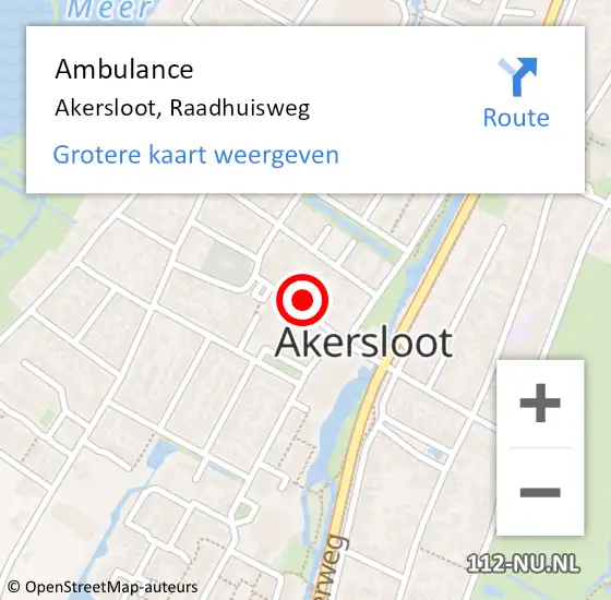 Locatie op kaart van de 112 melding: Ambulance Akersloot, Raadhuisweg op 1 maart 2024 16:59