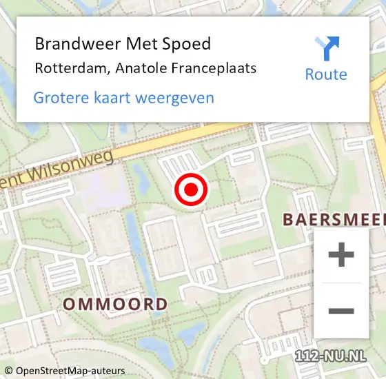 Locatie op kaart van de 112 melding: Brandweer Met Spoed Naar Rotterdam, Anatole Franceplaats op 1 maart 2024 17:15