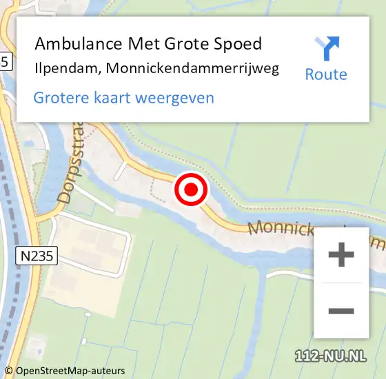 Locatie op kaart van de 112 melding: Ambulance Met Grote Spoed Naar Ilpendam, Monnickendammerrijweg op 1 maart 2024 17:18