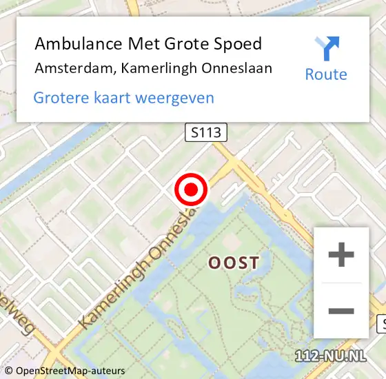 Locatie op kaart van de 112 melding: Ambulance Met Grote Spoed Naar Amsterdam, Kamerlingh Onneslaan op 1 maart 2024 17:21