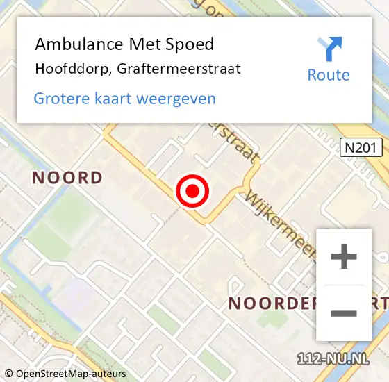 Locatie op kaart van de 112 melding: Ambulance Met Spoed Naar Hoofddorp, Graftermeerstraat op 1 maart 2024 17:57