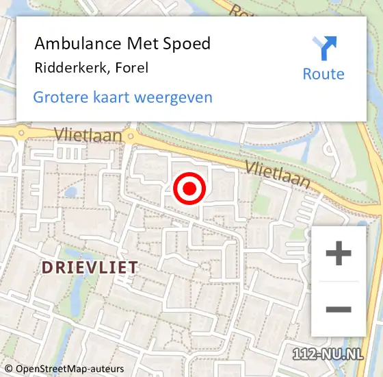 Locatie op kaart van de 112 melding: Ambulance Met Spoed Naar Ridderkerk, Forel op 1 maart 2024 18:05