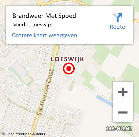 Locatie op kaart van de 112 melding: Brandweer Met Spoed Naar Mierlo, Loeswijk op 1 maart 2024 18:33
