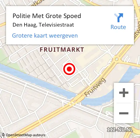 Locatie op kaart van de 112 melding: Politie Met Grote Spoed Naar Den Haag, Televisiestraat op 1 maart 2024 18:34