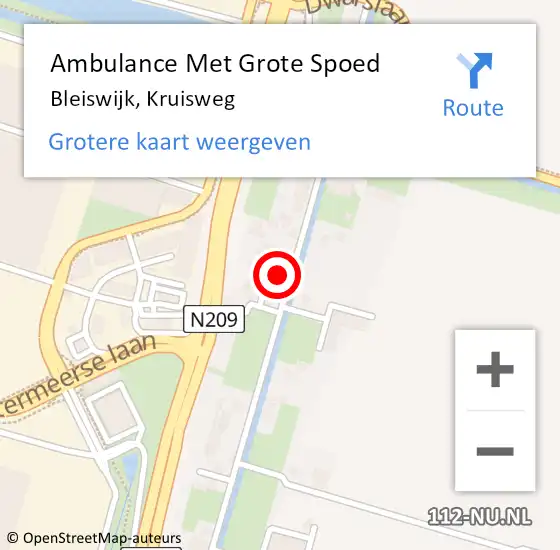 Locatie op kaart van de 112 melding: Ambulance Met Grote Spoed Naar Bleiswijk, Kruisweg op 1 maart 2024 18:51