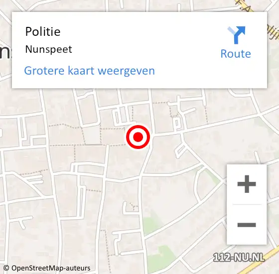 Locatie op kaart van de 112 melding: Politie Nunspeet op 1 maart 2024 19:07