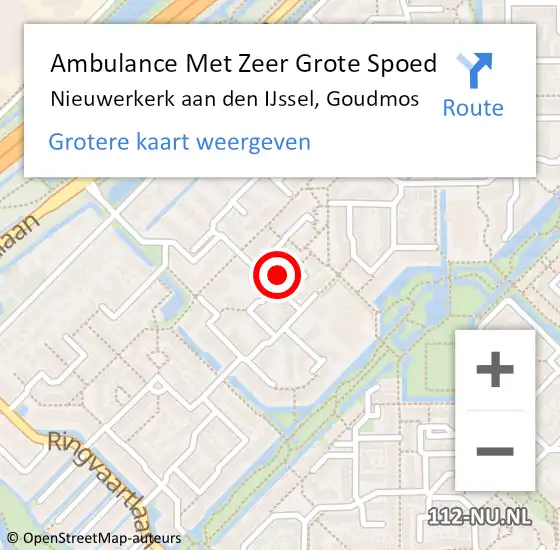 Locatie op kaart van de 112 melding: Ambulance Met Zeer Grote Spoed Naar Nieuwerkerk aan den IJssel, Goudmos op 1 maart 2024 19:22