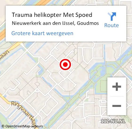 Locatie op kaart van de 112 melding: Trauma helikopter Met Spoed Naar Nieuwerkerk aan den IJssel, Goudmos op 1 maart 2024 19:24