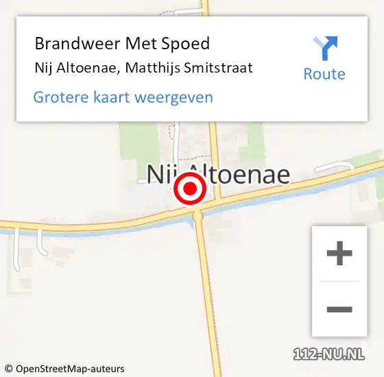 Locatie op kaart van de 112 melding: Brandweer Met Spoed Naar Nij Altoenae, Matthijs Smitstraat op 1 maart 2024 19:49