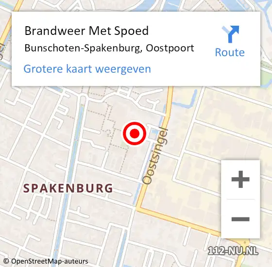 Locatie op kaart van de 112 melding: Brandweer Met Spoed Naar Bunschoten-Spakenburg, Oostpoort op 1 maart 2024 19:57