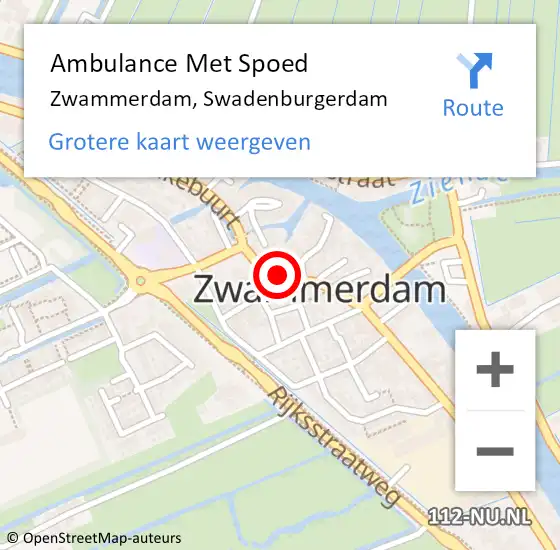 Locatie op kaart van de 112 melding: Ambulance Met Spoed Naar Zwammerdam, Swadenburgerdam op 1 maart 2024 19:59