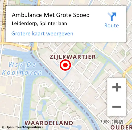 Locatie op kaart van de 112 melding: Ambulance Met Grote Spoed Naar Leiderdorp, Splinterlaan op 1 maart 2024 20:01