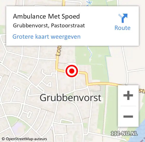 Locatie op kaart van de 112 melding: Ambulance Met Spoed Naar Grubbenvorst, Pastoorstraat op 27 september 2014 17:10