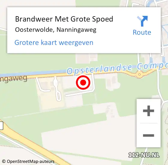 Locatie op kaart van de 112 melding: Brandweer Met Grote Spoed Naar Oosterwolde, Nanningaweg op 1 maart 2024 20:07