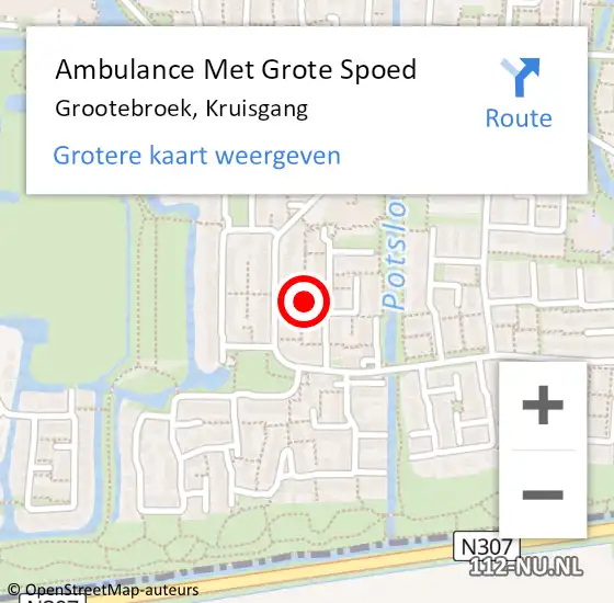 Locatie op kaart van de 112 melding: Ambulance Met Grote Spoed Naar Grootebroek, Kruisgang op 1 maart 2024 20:36
