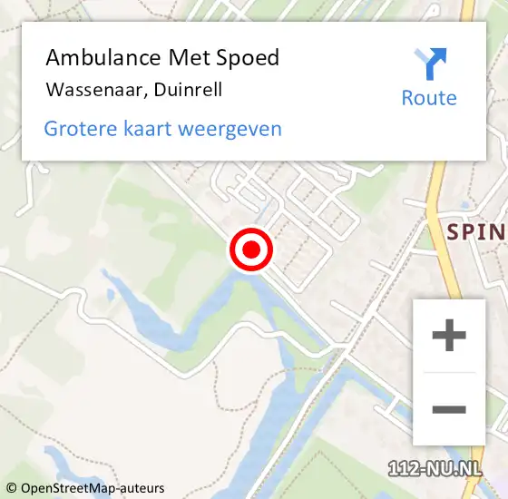 Locatie op kaart van de 112 melding: Ambulance Met Spoed Naar Wassenaar, Duinrell op 1 maart 2024 21:07