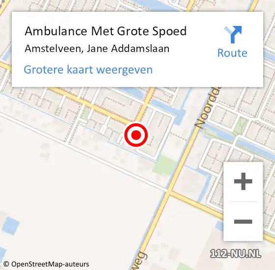 Locatie op kaart van de 112 melding: Ambulance Met Grote Spoed Naar Amstelveen, Jane Addamslaan op 1 maart 2024 21:13