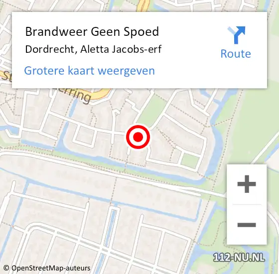 Locatie op kaart van de 112 melding: Brandweer Geen Spoed Naar Dordrecht, Aletta Jacobs-erf op 1 maart 2024 21:19